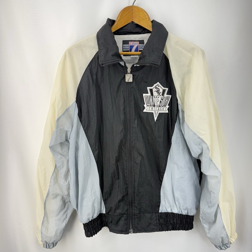 Vintage 90's Chicago White‎ Sox Logo 7 Windbreaker Jacket MLB Made Korea Size M